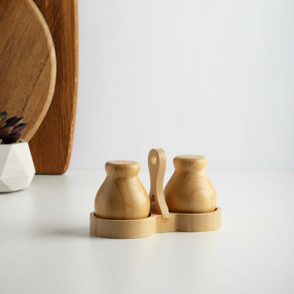 SATOSHI Набор для специй на подставке 3пр., бамбук, 15.8х7.3х9см, арт.№ 883-546