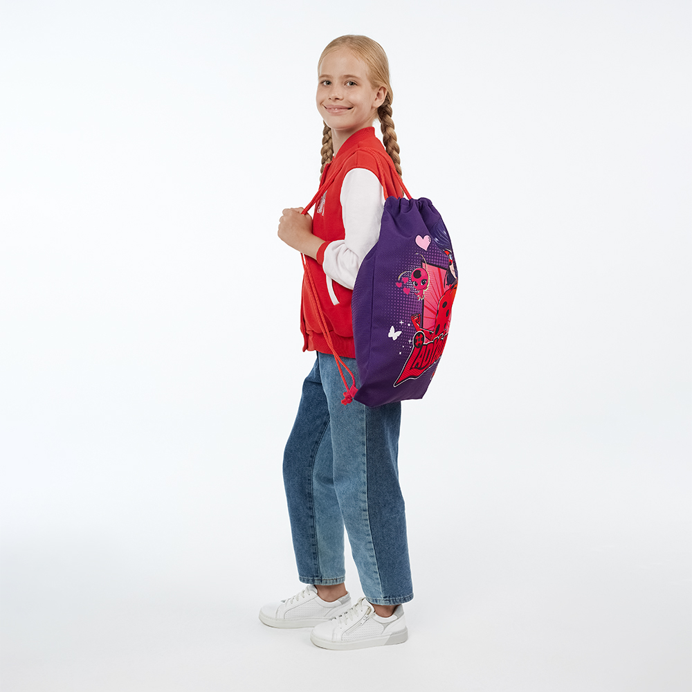 Ледибаг Мешок для обуви ПРЕМИУМ, 47х39см, плотный материал, 2-стор.печать, толстая веревка, "Кор", арт.№ 811-002