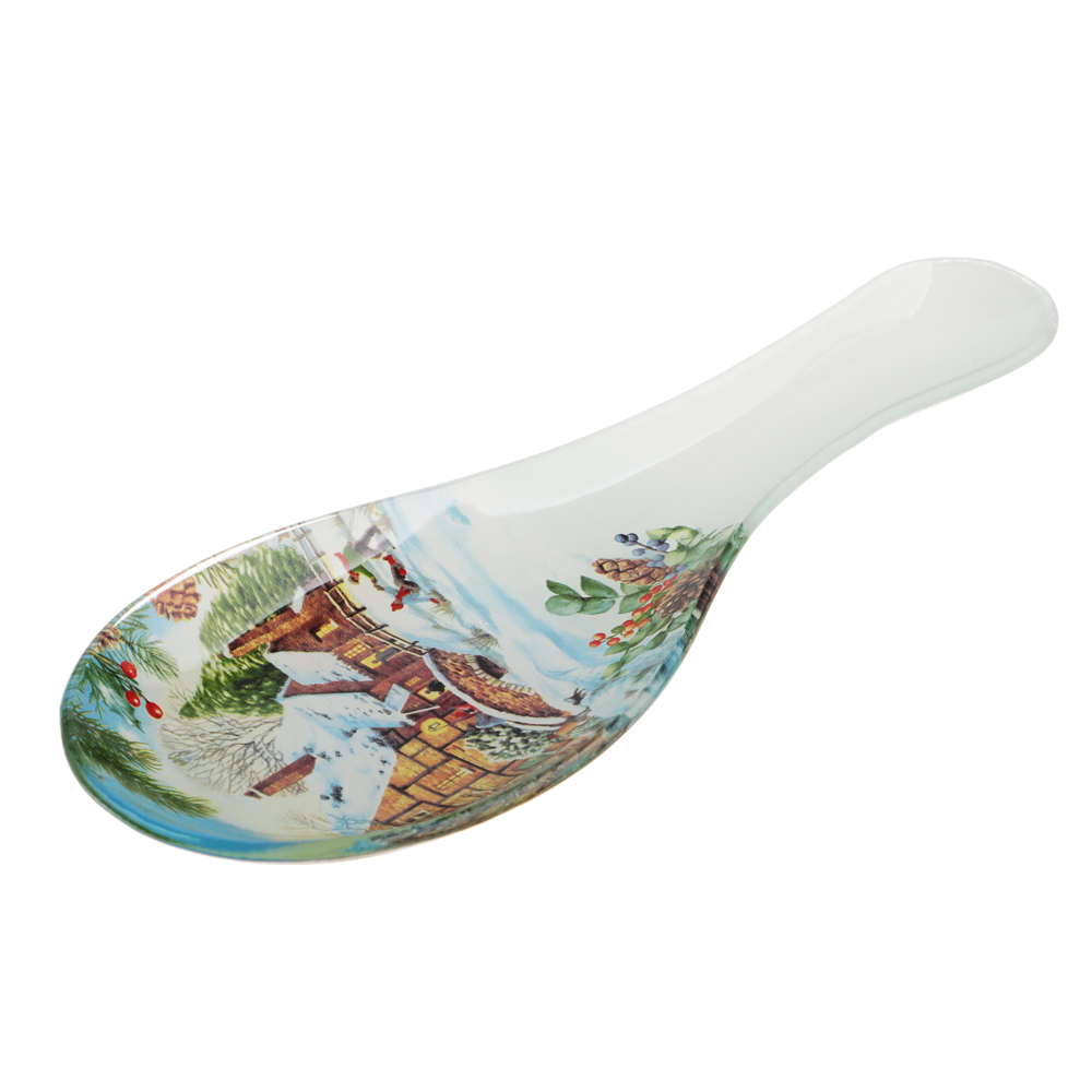 Зимние забавы Подставка для ложки, 23,5х8х1,5см, стекло, арт.№ 820-899