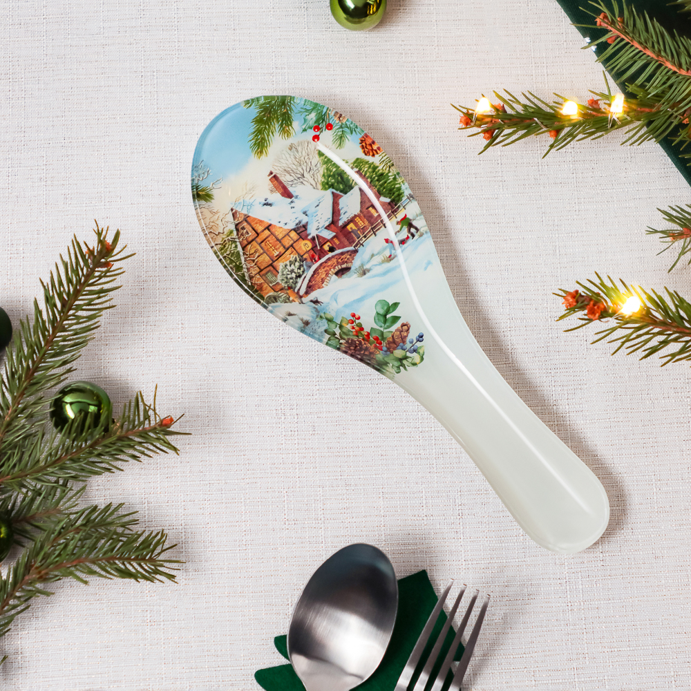 Зимние забавы Подставка для ложки, 23,5х8х1,5см, стекло, арт.№ 820-899
