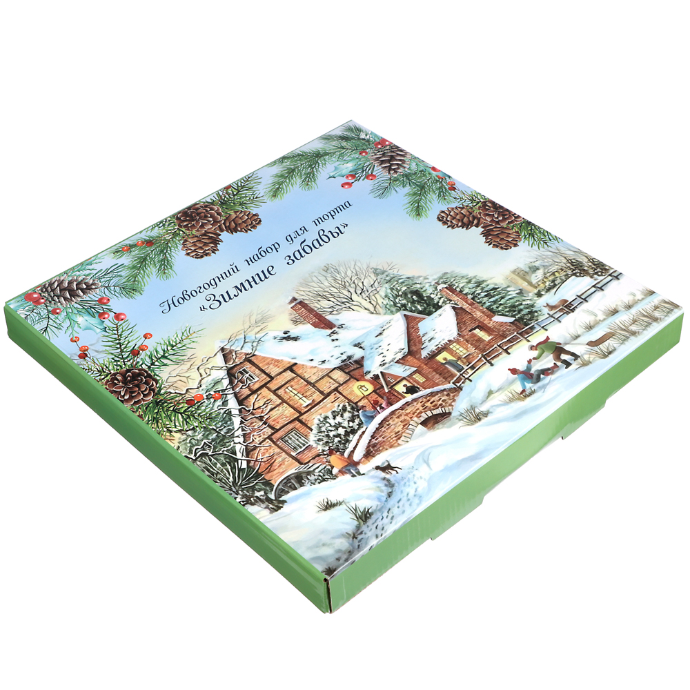 Зимние забавы Набор для торта 2 предмета, блюдо 30см, лопатка 26х7см, стекло, арт.№ 820-900