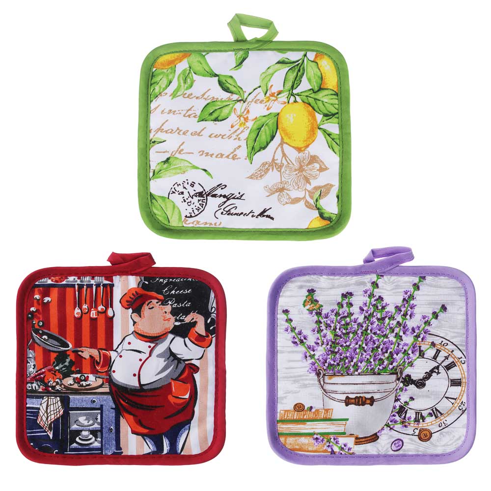 PROVANCE Ассорти Прихватка, полиэстер, 17х17см, 3 дизайна, арт.№ 493-085