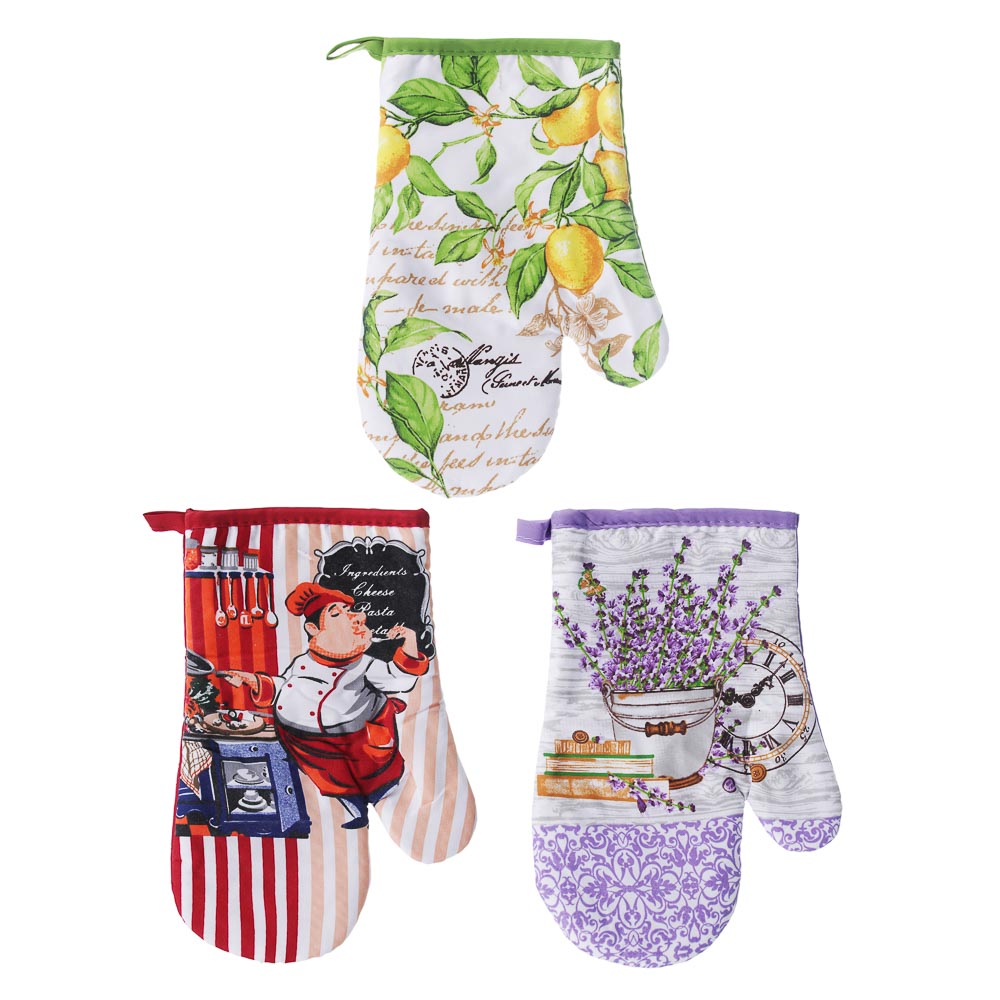 PROVANCE Ассорти Прихватка-варежка, полиэстер 27см, 3 дизайна, арт.№ 493-086