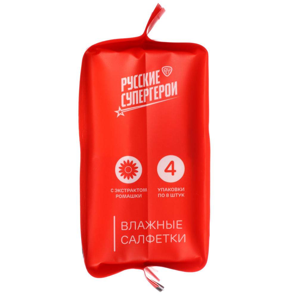 BY Русские Супергерои Влажные салфетки, мини, 4 упаковки по 8 шт, арт.№ 914-052