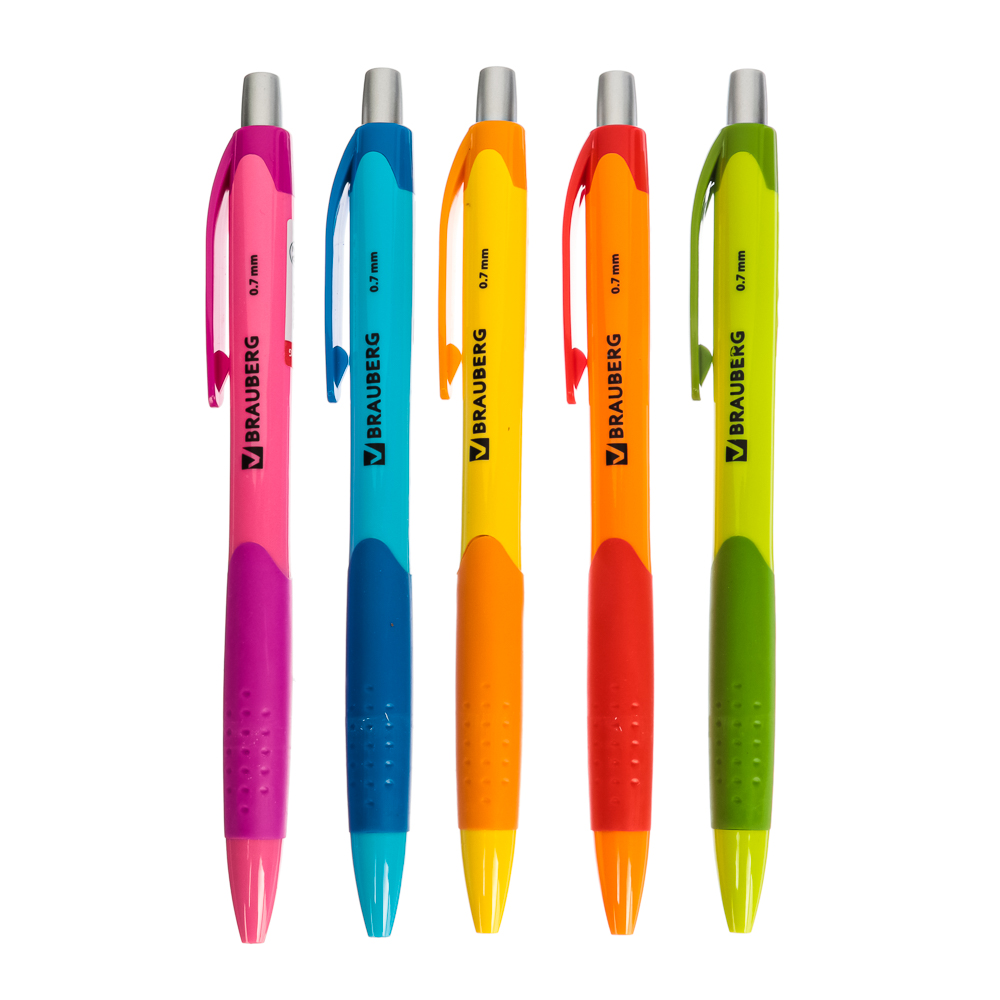 Авторучка шариковая синяя "Джуйси", 0,7мм, накладка, цветной корпус, 5 цветов, пластик, 141546, арт.№ 626-034