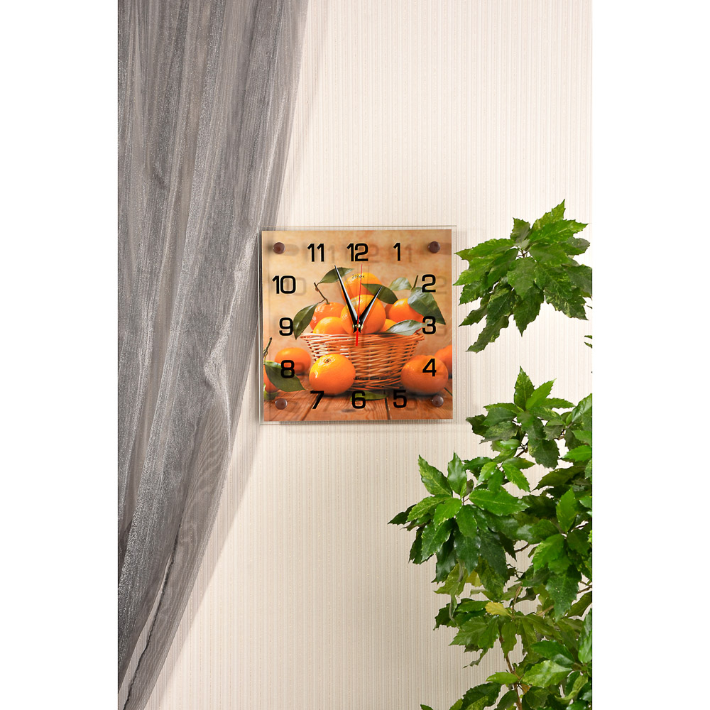 Часы настенные, 25х25см, стекло, 4 дизайна, арт.№ 581-819