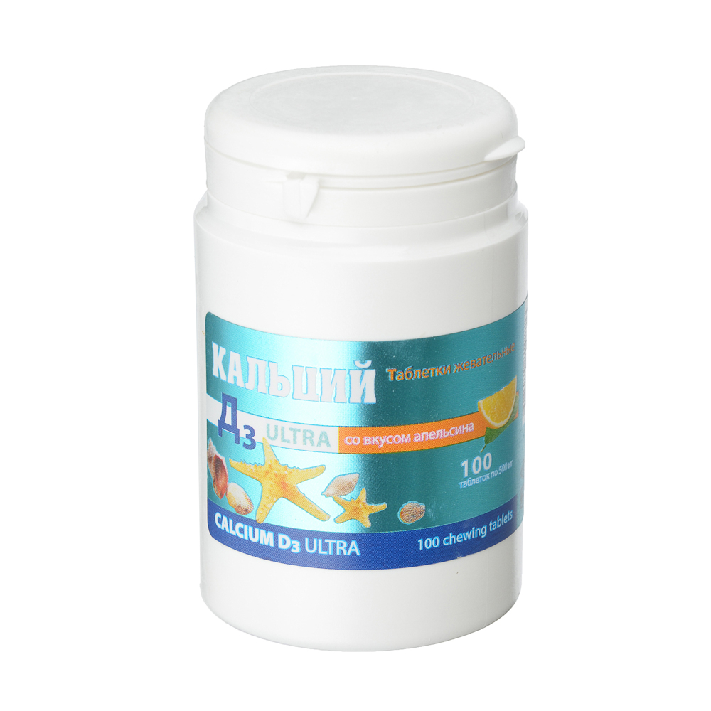БАД Кальций Д3 Ультра, таблетки жевательные в ассортименте 500мг, 100шт, арт.№ 015-110