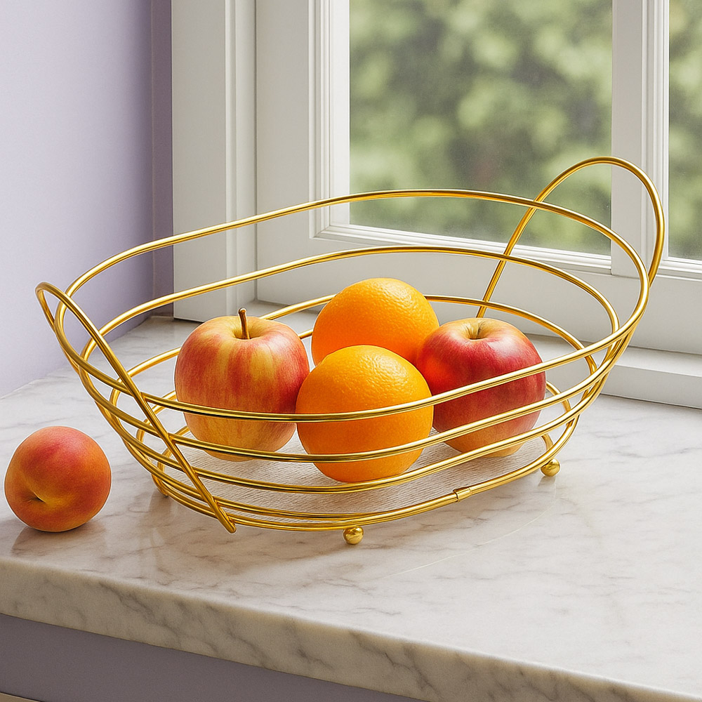 Корзина для фруктов тм SATOSHI Голд, 28,5х10х19,5см, сталь, акрил, арт.№ 827-127