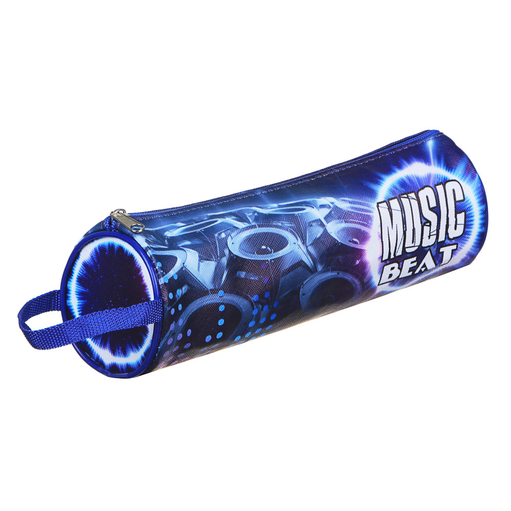 Мьюзик Бит Пенал, мягкий круглый, 21х7х7см, ПВХ 0,8мм, с ручкой, с антисминаемым вкладышем, арт.№ 238-251