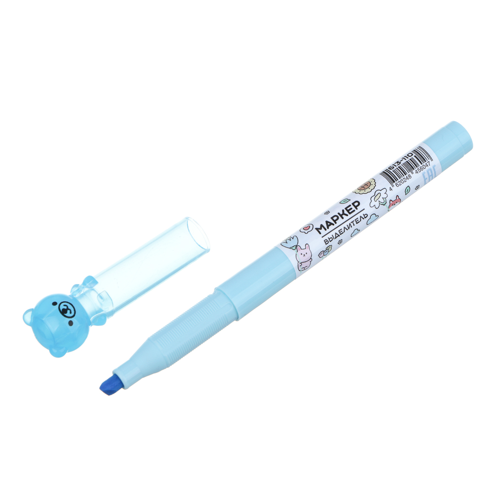 Маркер-выделитель, колпачок в форме мишки, 6 цветов, арт.№ 613-110