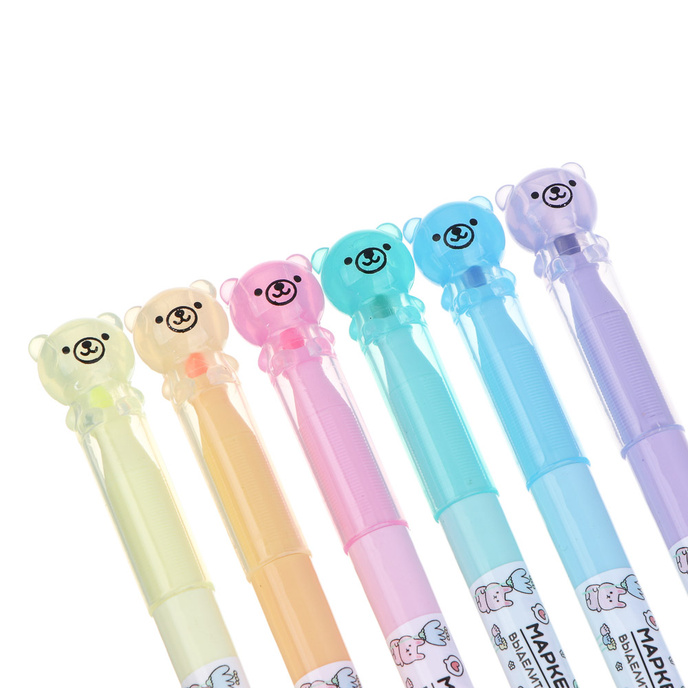 Маркер-выделитель, колпачок в форме мишки, 6 цветов, арт.№ 613-110