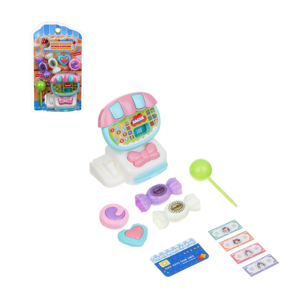 ИГРОЛЕНД Набор игровой "Играем в магазин", касса со сладостями, PP, ABS, 12х5,5х21 см, арт.№ 294-200