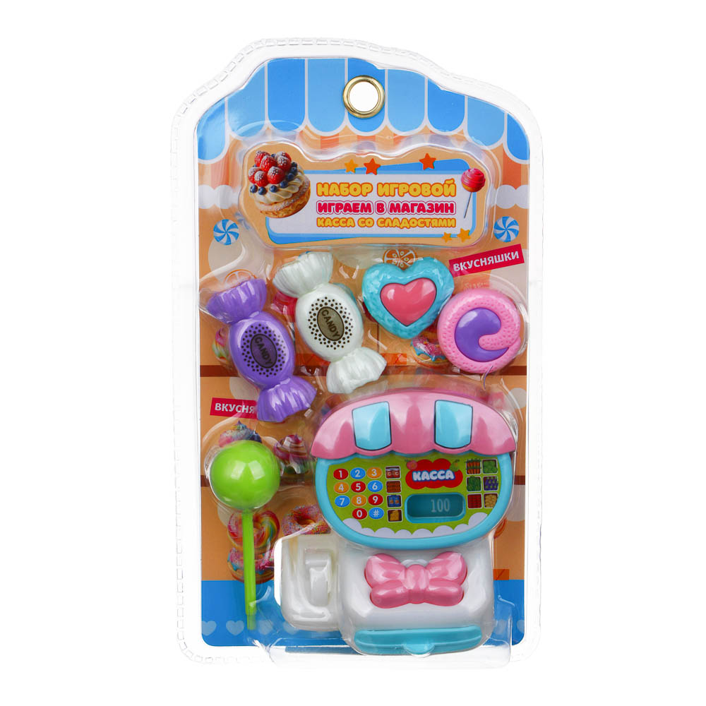 ИГРОЛЕНД Набор игровой "Играем в магазин", касса со сладостями, PP, ABS, 12х5,5х21 см, арт.№ 294-200