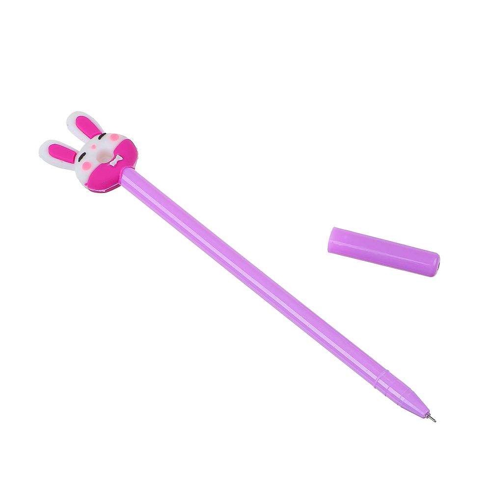 Ручка гелевая, наконечник в форме зайки-пончика, 3 цвета корпуса, 19,5см, силикон, пластик, арт.№ 591-088