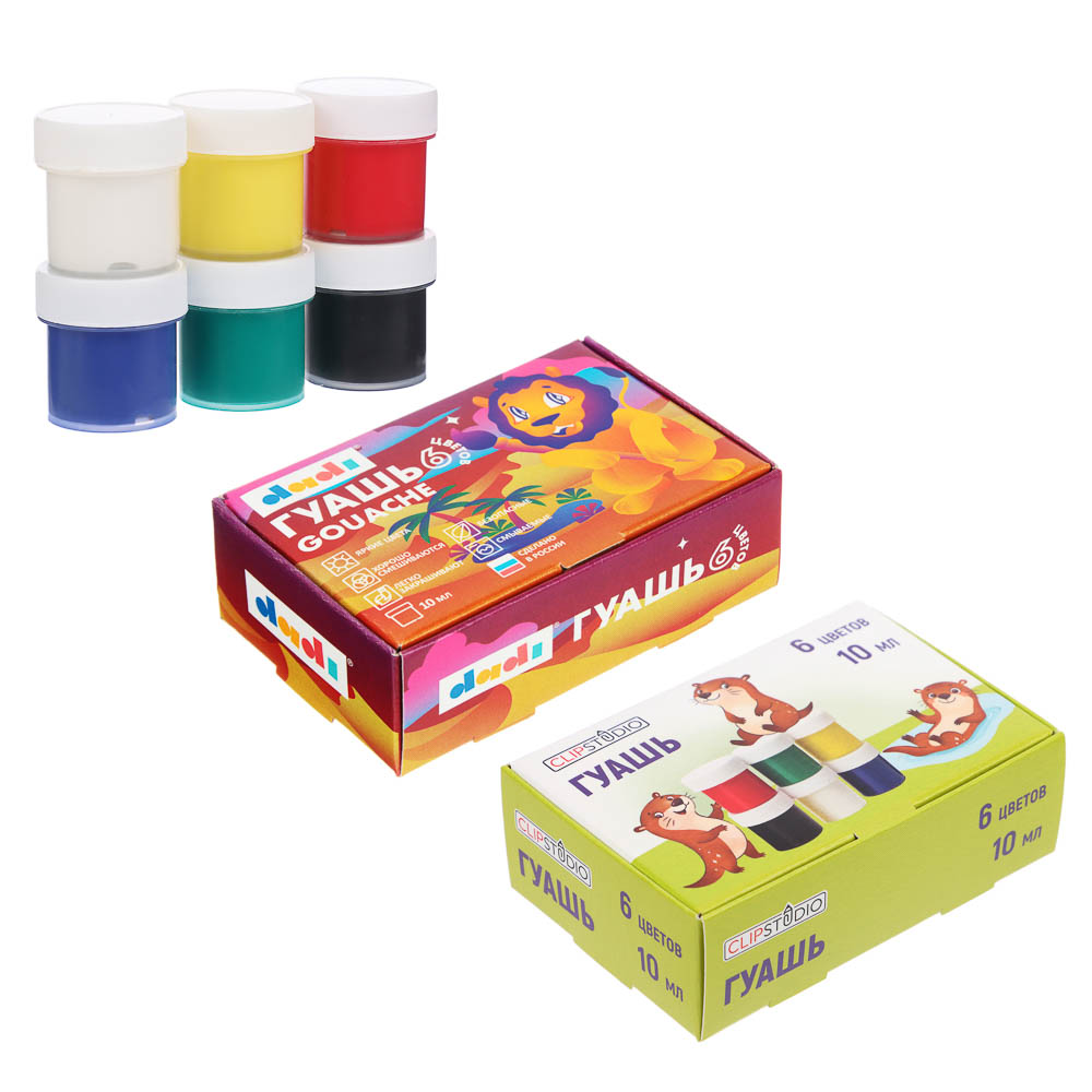 Гуашь 6цв., объем баночки 10мл, арт.№ 583-248