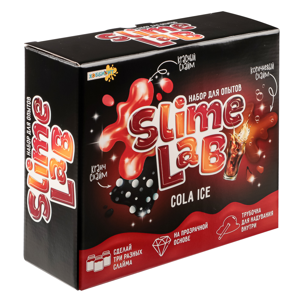 ХОББИХИТ Набор экспериментов серия Юный химик "Slime lab", 21x18,5x8см, 4 дизайна 808, арт.№ 283-166