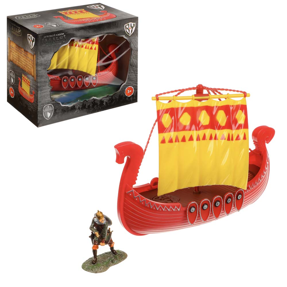 BY Игровой набор "Ладья варяг", 1 солдатик, PP, HIPS, PVC, 24х19х12,5см, арт.№ 296-076