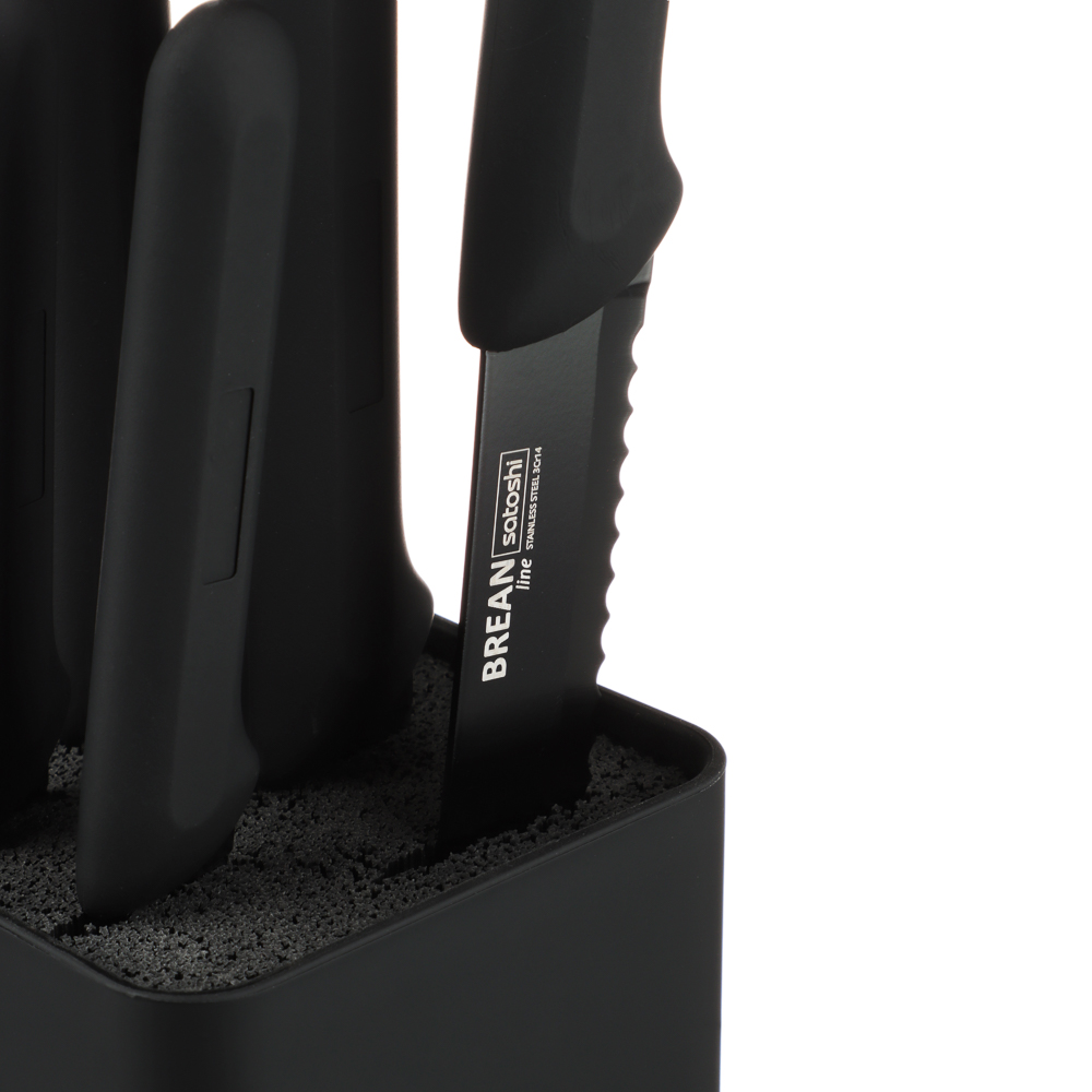 SATOSHI Бреан Набор ножей кухонных 6пр, подставка с полипропиленовыми разделителями, арт.№ 803-347