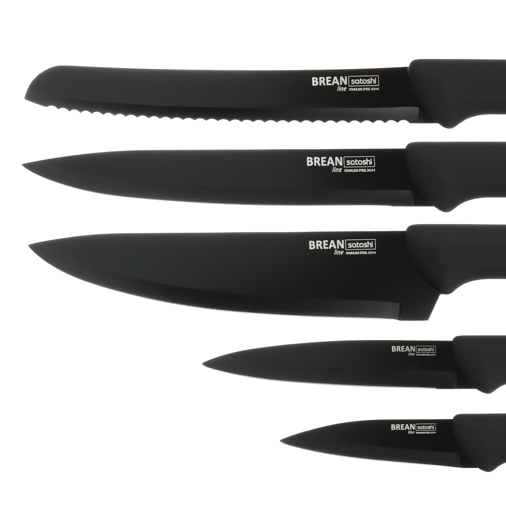 SATOSHI Бреан Набор ножей кухонных 6пр, подставка с полипропиленовыми разделителями, арт.№ 803-347