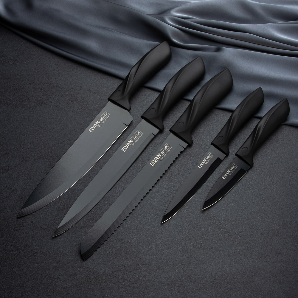 SATOSHI Эльван Набор ножей кухонных 6пр, на подставке, арт.№ 803-349