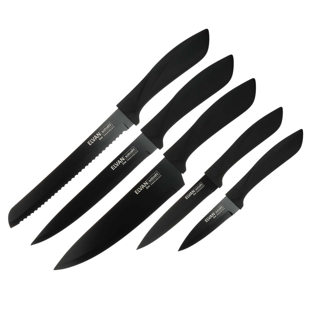 SATOSHI Эльван Набор ножей кухонных 6пр, на подставке, арт.№ 803-349