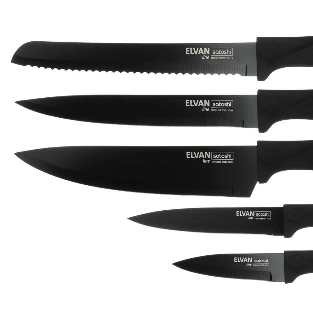 SATOSHI Эльван Набор ножей кухонных 6пр, на подставке, арт.№ 803-349