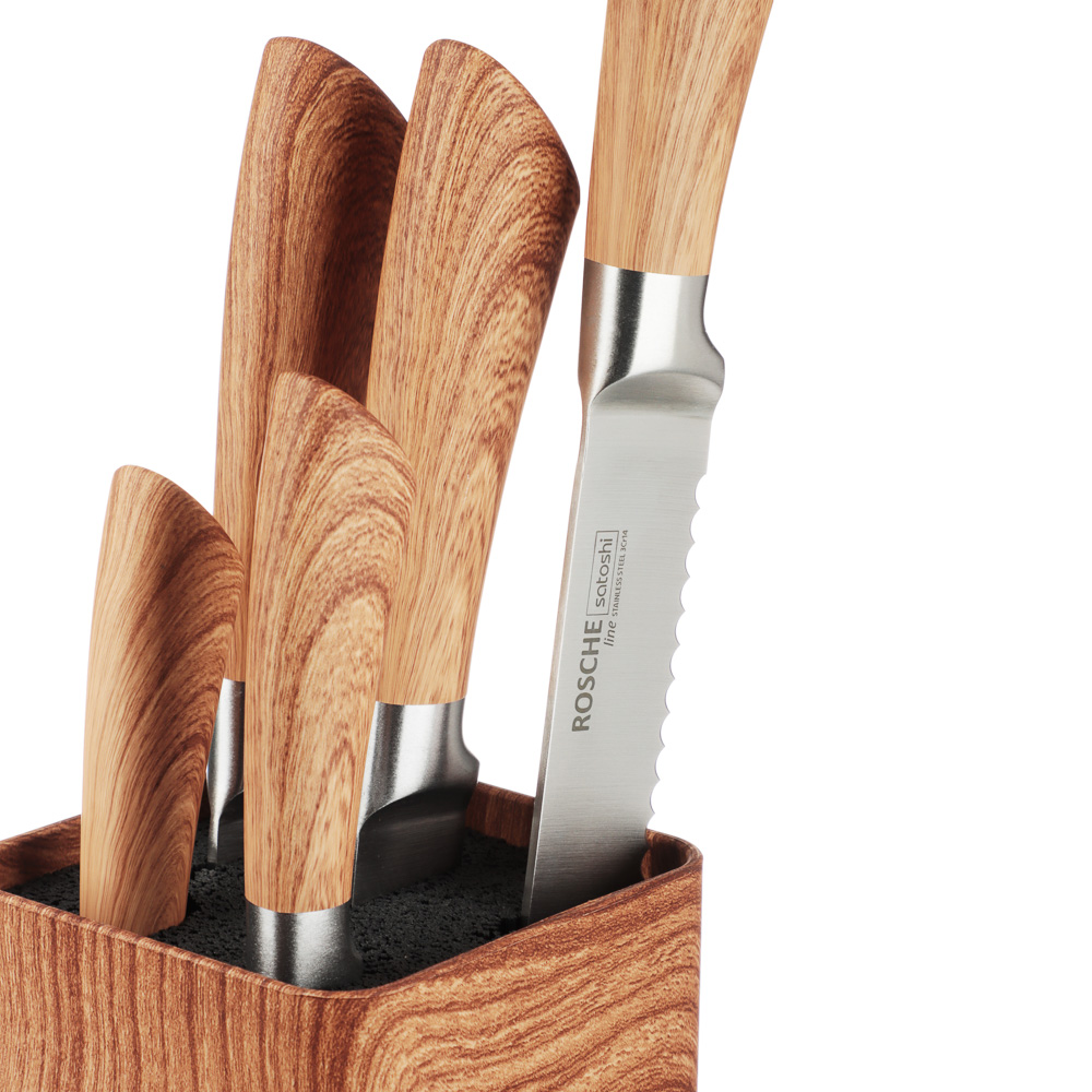 SATOSHI Роше Набор ножей кухонных 6пр, подставка с полипропиленовыми разделителями, арт.№ 803-350