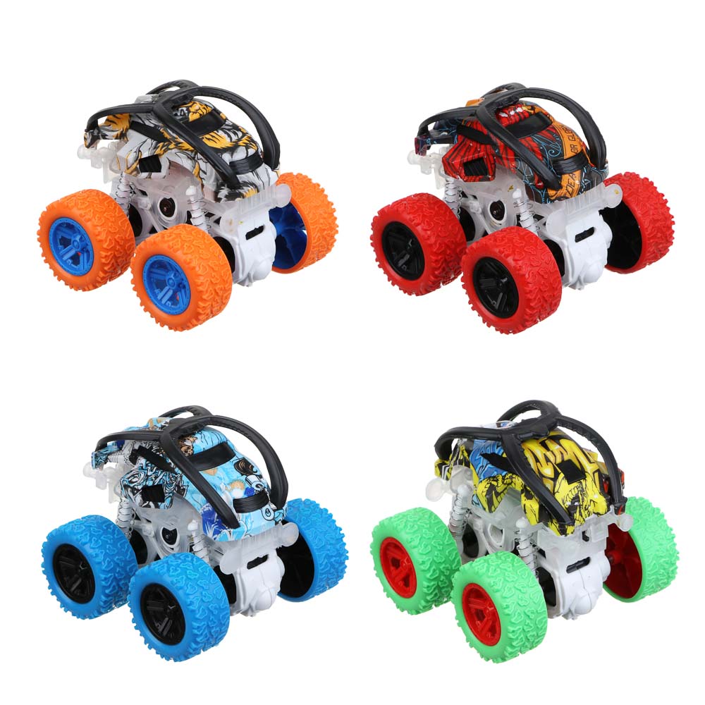 ИГРОЛЕНД Машинка инерционная "Монстр трак", свет, 3хLR44, ABS, 9х7,5х9 см, 4 дизайна, арт.№ 292-010