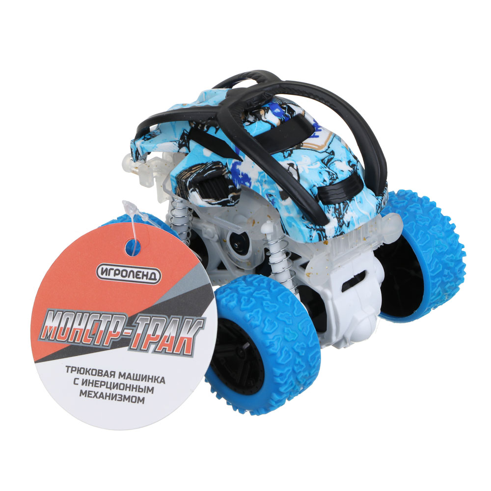 ИГРОЛЕНД Машинка инерционная "Монстр трак", свет, 3хLR44, ABS, 9х7,5х9 см, 4 дизайна, арт.№ 292-010