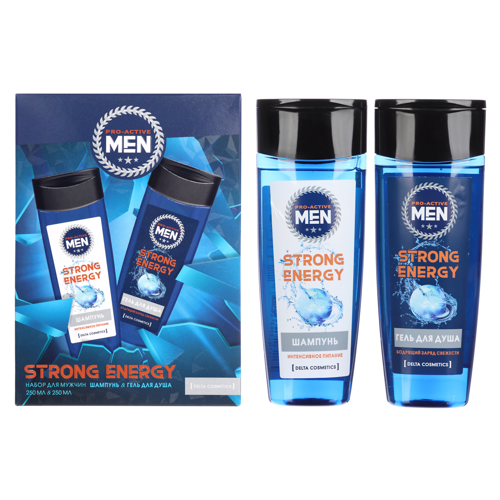 Подарочный набор мужской DC STRONG ENERGY:Гель для душа 250мл+Шампунь 250мл, арт.№ 954-043
