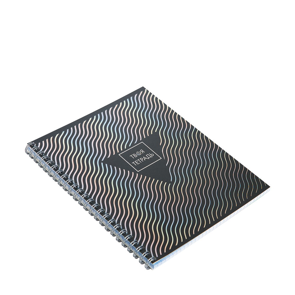 ВСЁГАЗИН Тетрадь 80 л. в клетку, ПРЕМИУМ, на спирали,офсет, обл.картон, "Микс" эффекты, 4 диз., арт.№ 059-027