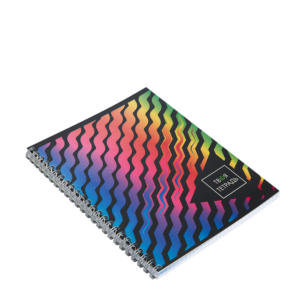 ВСЁГАЗИН Тетрадь 80 л. в клетку, ПРЕМИУМ, на спирали,офсет, обл.картон, "Микс" эффекты, 4 диз., арт.№ 059-027