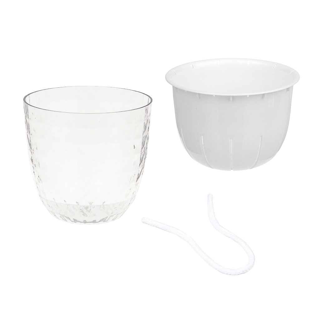 INBLOOM Кашпо 15х16см Кристалл, PET+PP, арт.№ 164-371