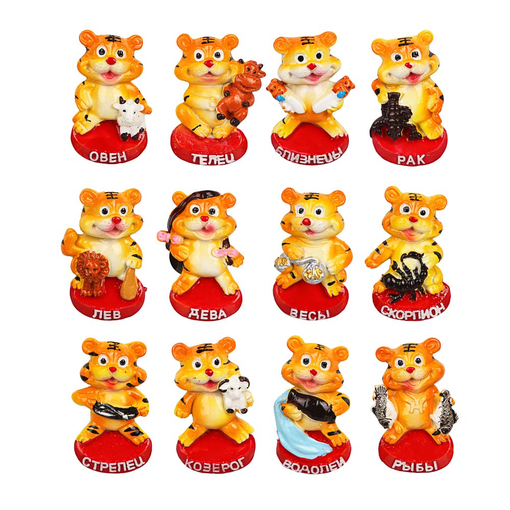 СНОУ БУМ Магнит полистоун, 6x3,5см, знаки зодиака, 12 дизайнов, арт.№ 359-829