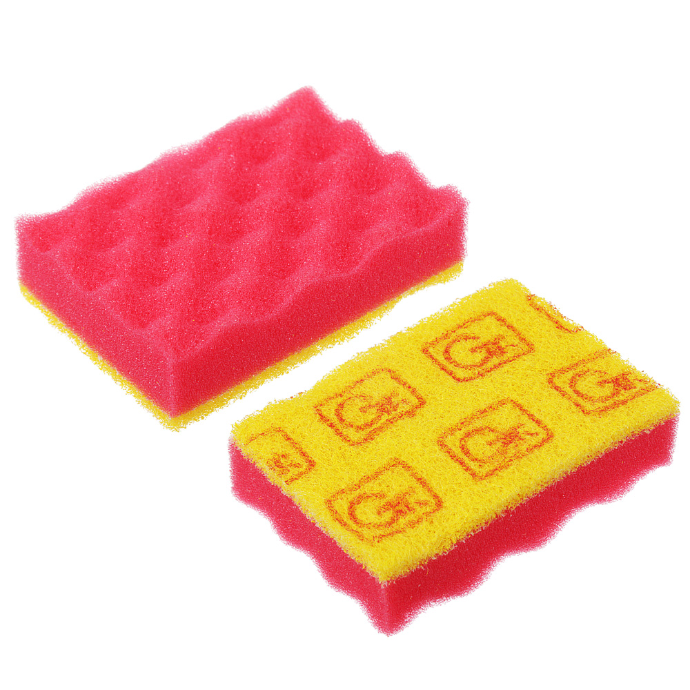 GRIFON Губки для мытья посуды 5шт "Волна", 9,5х6,5х3,6см, с индикатором замены, арт.910-039, арт.№ 441-142