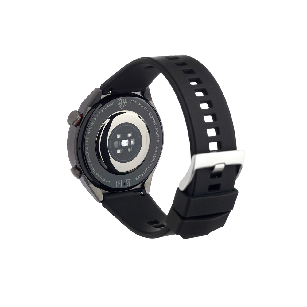 Смарт-часы BY Space Atlas, металлический корпус, шагомер, будильник, 1,5", черный, арт.№ 450-087