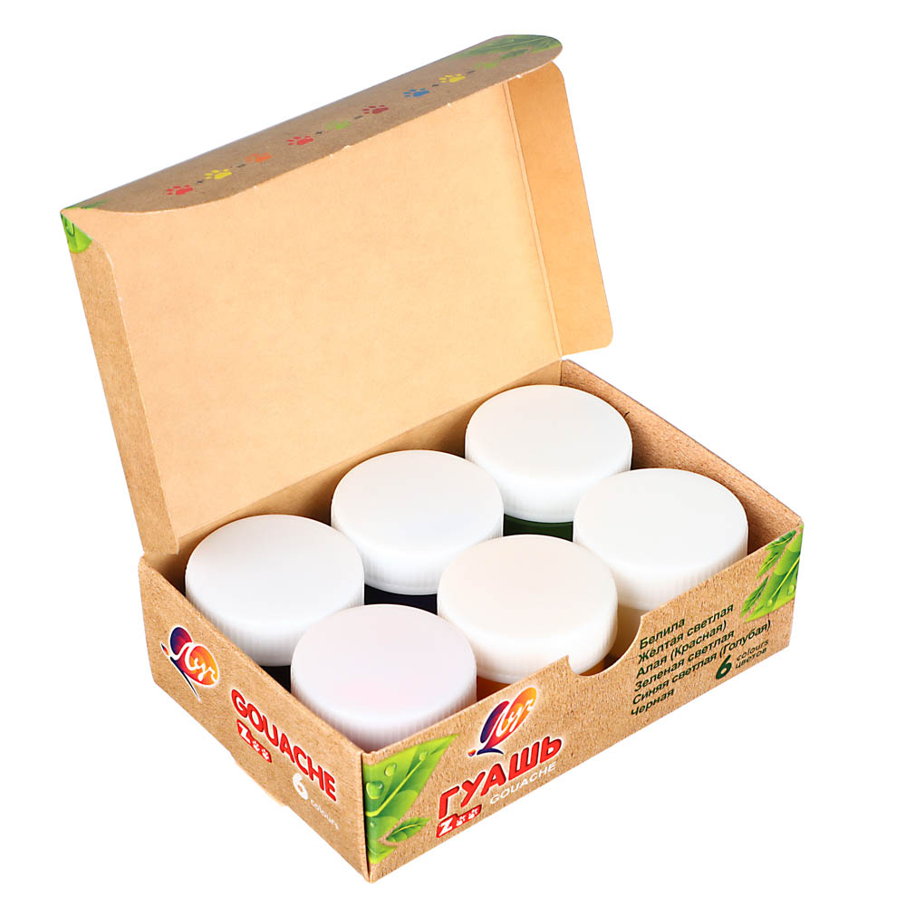 ЛУЧ Гуашь "ZOO", 6 цветов, баночки по 15мл, арт.№ 231-074