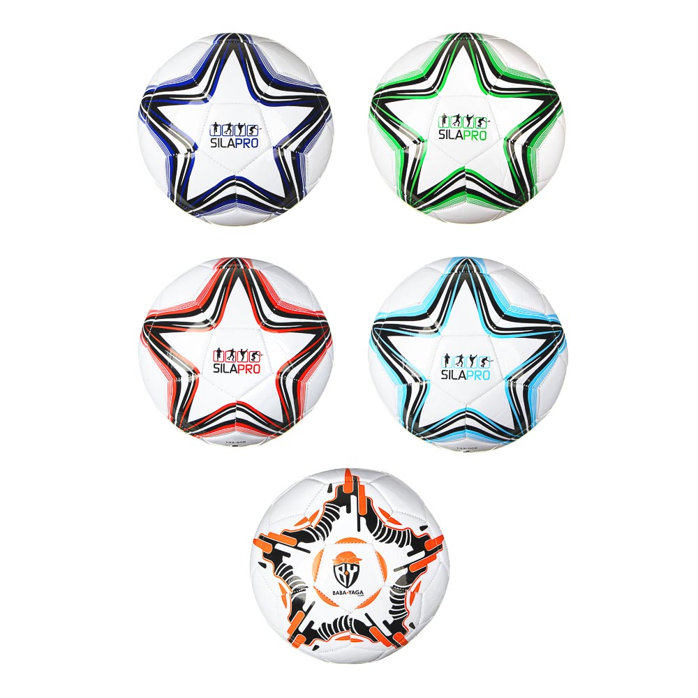 Мяч футбольный 2 сл, р.5, 22см, PU 3мм , 4 цвета, 300гр (+-10%), арт.№ 133-006