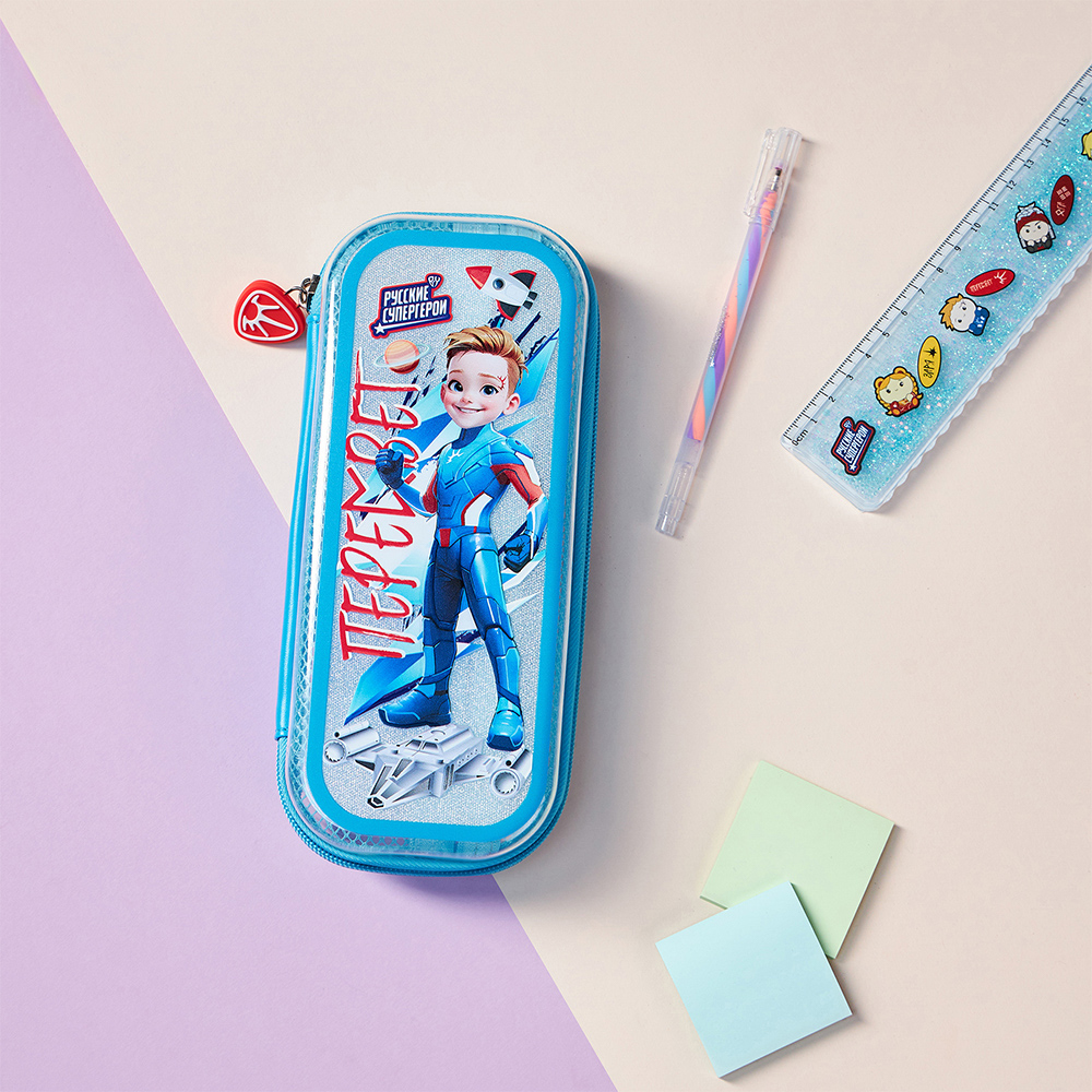 Пенал школьный каркасный, 22х10х4,5 см, 1 отд., откид.планка, сетка, "Пересвет джуниор" BY Русские Супергерои, арт.№ 583-006
