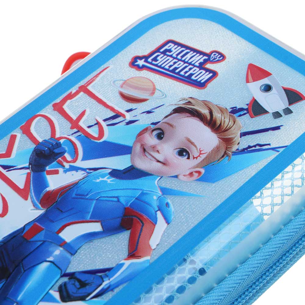 Пенал школьный каркасный, 22х10х4,5 см, 1 отд., откид.планка, сетка, "Пересвет джуниор" BY Русские Супергерои, арт.№ 583-006