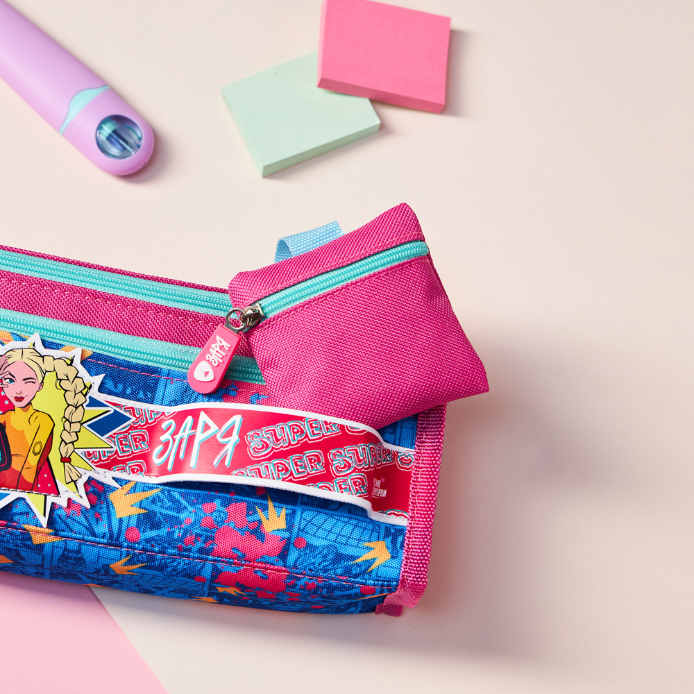 Пенал школьный прямоугольный 21,5х10х5 см, 1 отд., 2 карм., кошелек, откид.планка, "Заря Фешн" BY Русские Супергерои, арт.№ 583-007