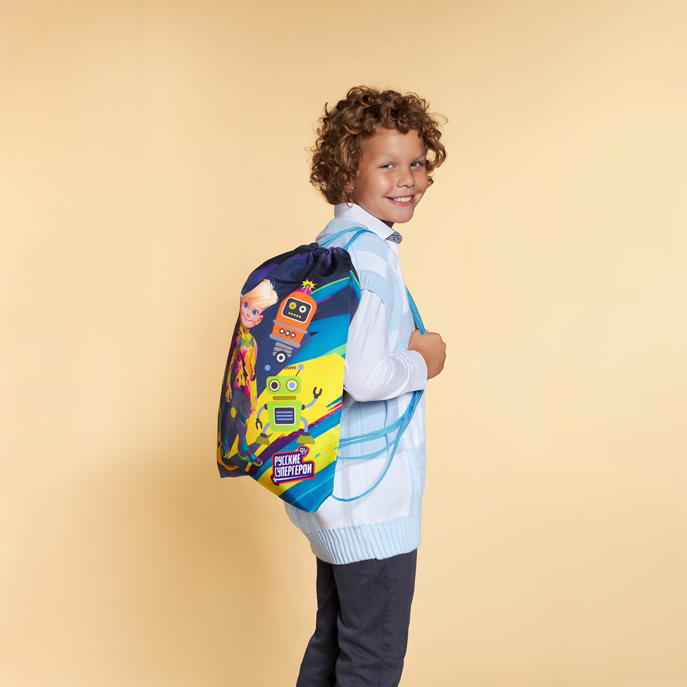 BY Русские Супергерои Мешок для обуви, 39х47см, сверхплотный п/э, 2-сторонняя печать "Конек джуниор", арт.№ 233-013