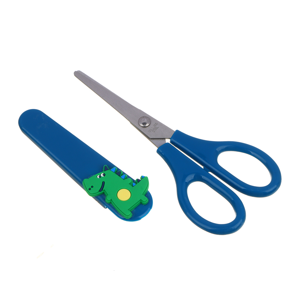 ЯЩЕРЫ Ножницы детские 14см, фигурка ящера на корпусе, пластик, металл, арт.№ 524-229