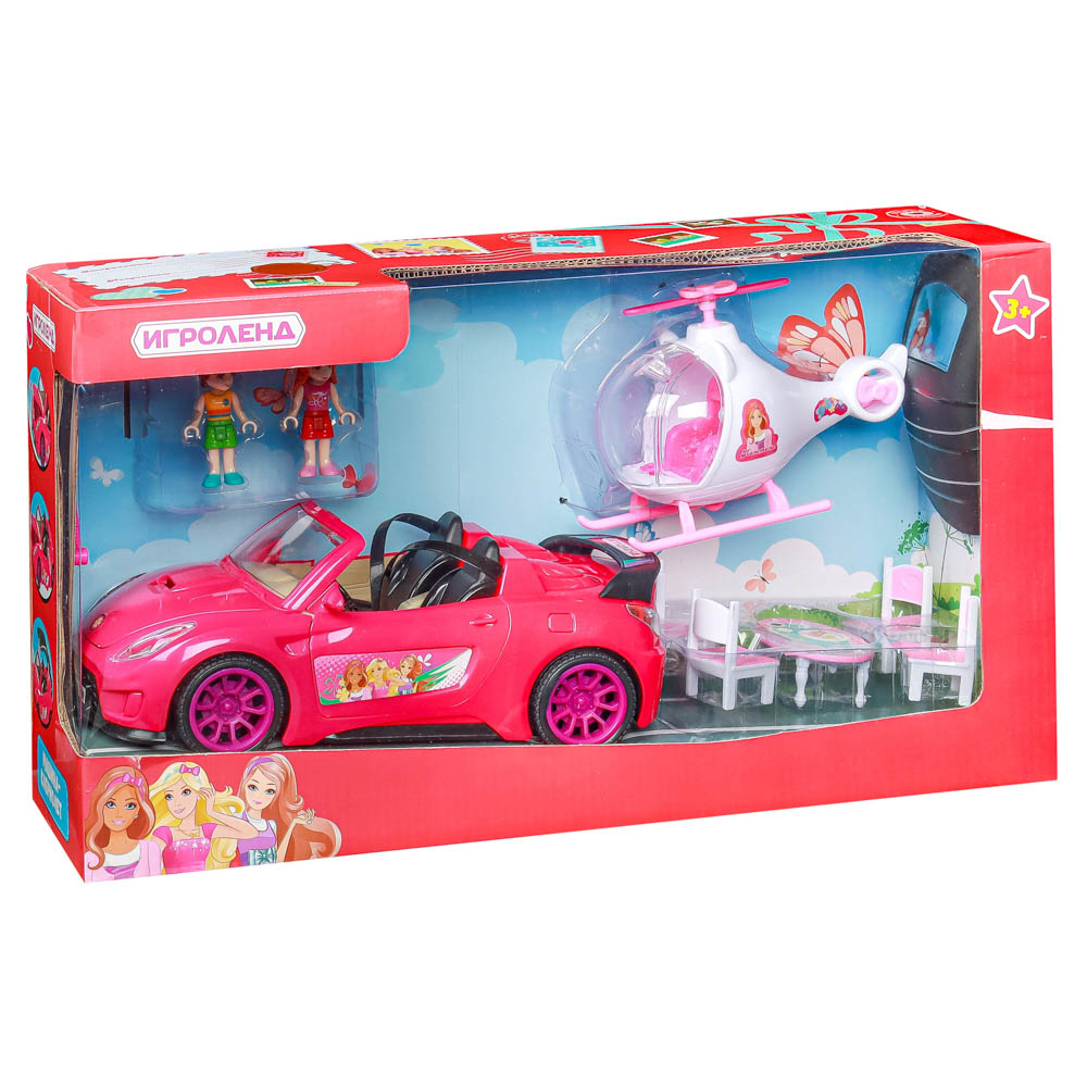 ИГРОЛЕНД Набор игровой "Дом для путешествий", 2 куклы, аксесс., 17пр, пластик, 44х22х23см, 2 дизайна, арт.№ 294-128