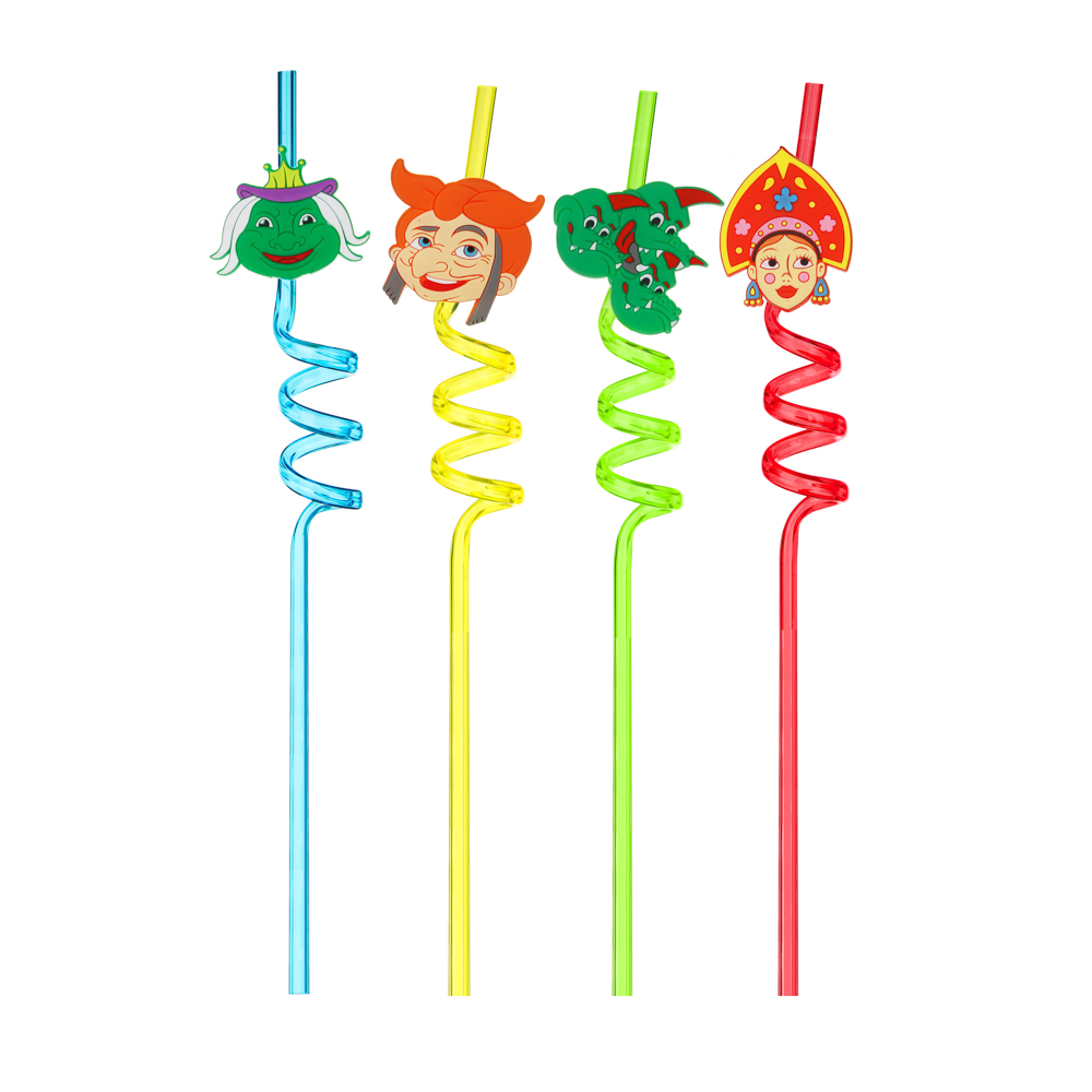 BY Сказки Трубочки для напитков 4шт, полиэтилентерефталат, 27см, 4 дизайна, арт.№ 530-231