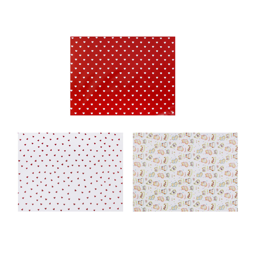 Бумага для упаковки подарков тм LADECOR 70х100 см, 70 г, односторонняя, 3 дизайна, арт.№ 570-087