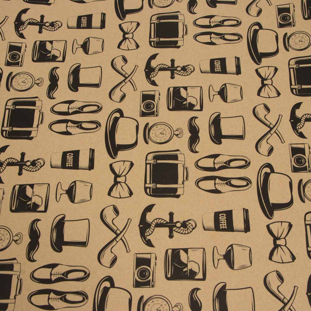 Бумага для упаковки подарков тм LADECOR, 70х100 см, 70 г, для мужчин, односторонняя, 4 дизайна, арт.№ 570-090