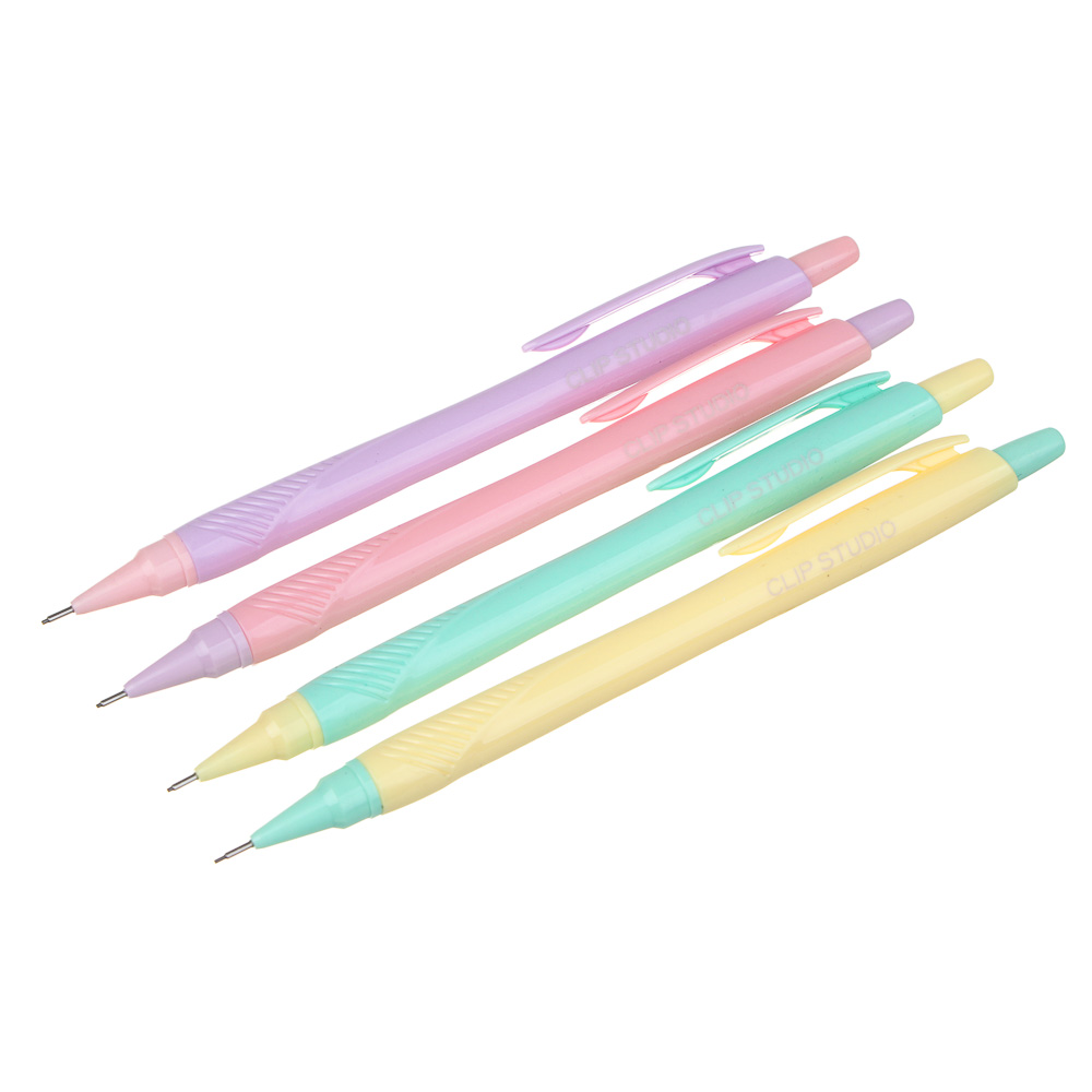 Карандаш механический ClipStudio 0,7мм, с ластиком, пластик, 4 цвета корпуса, арт.№ 605-005