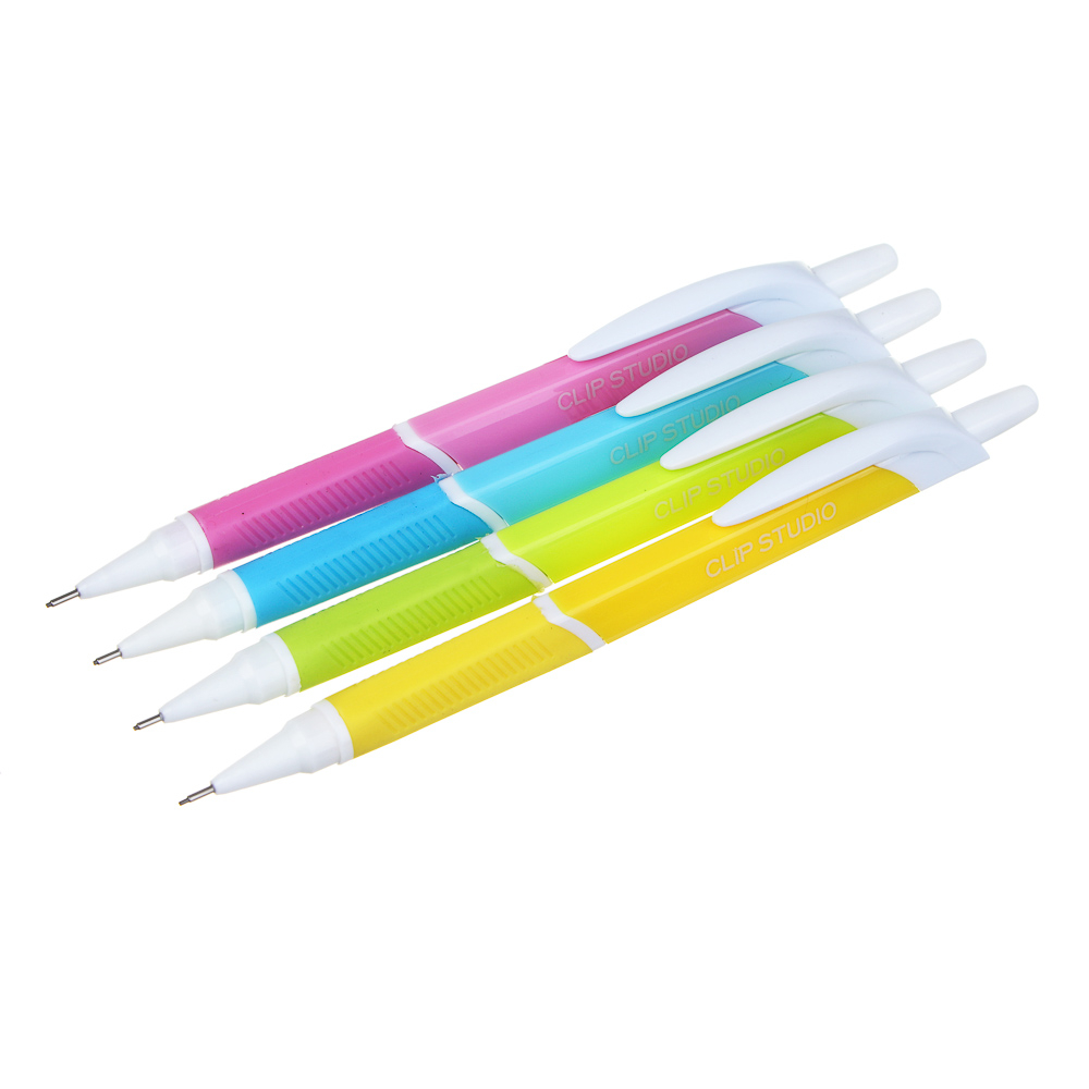 Карандаш механический ClipStudio 0,7мм, с ластиком, резин. держатель, пластик, 4 цв., трехгр. корпус, арт.№ 605-006