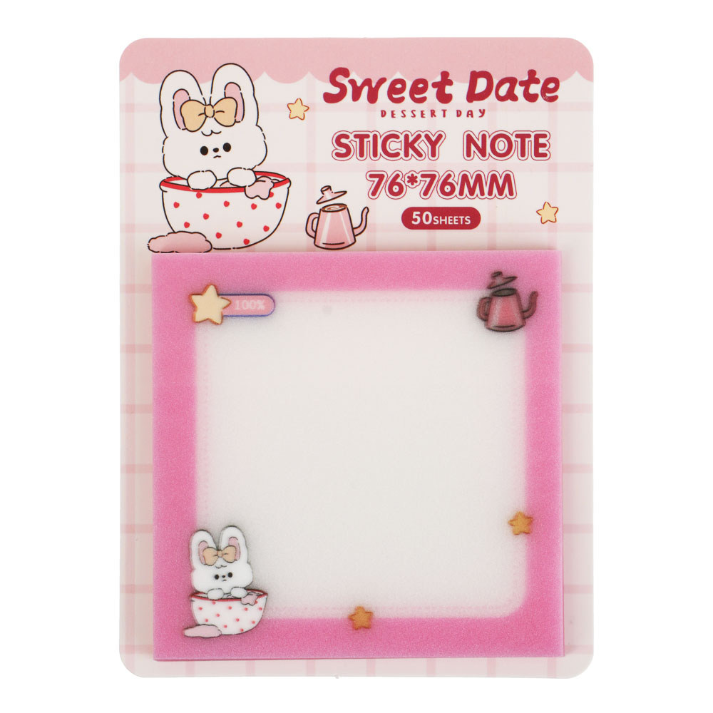 Блок с клеевым краем "Котики" 7,6x7,6см, 50л, пластик, 6 дизайнов, арт.№ 557-134